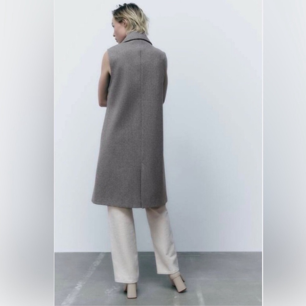 Zara Long Vest Grey Size Small NEW - Picture 4 of 7